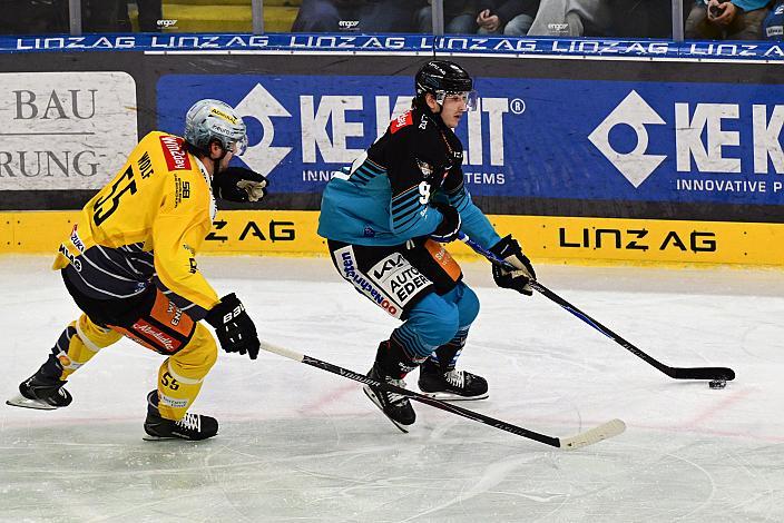 Raphael Wolf (Vienna Capitals), Luka Maver (Steinbach Black Wings Linz) 48. Runde ICE, Steinbach Black Wings Linz vs Vienna Capitals, Linz AG Eisarena 