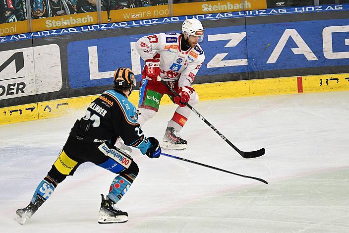 Patrick Söllinger (Steinbach Black Wings Linz), Thomas Hundertpfund (EC KAC) Semifinale 6, Win2Day ICE Hockey League, 2. Semifinale, Steinbach Black Wings Linz vs EC KAC,  Linz AG Eisarena 