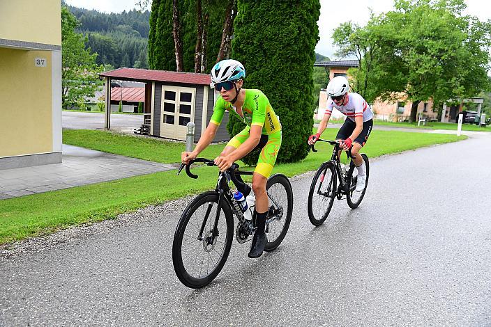 Bester Österreicher Michael Hettegger (AUT, LRV Oberösterreich), Enzo Lesueur  (FRA, Racing U19, PTC) 50. OÖ Junioren Rundfahrt, 3. Etappe Bad Wimsbach Strass im Attergau