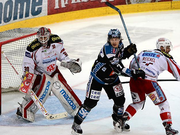 Brian Lebler (Liwest Black Wings Linz) und Rene Swette (EC KAC), EHC Liwest Black Wings Linz vs EC KAC, Play-Offs, Semifinale