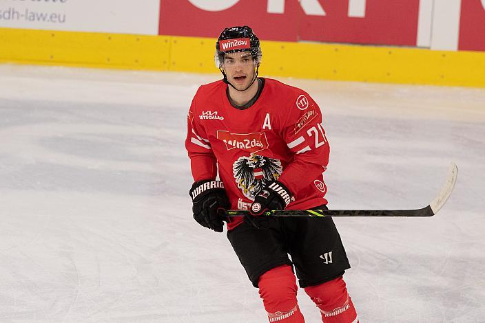 Stürmer Lukas Haudum (AUT) Österreich vs Tschechische Republik, Eishockey Nationalteam, Testspiel Linz, Oberösterreich 