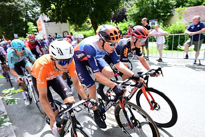 Felix Grossschartner (AUT, UAE Team Emirates) im Orangen Gebrüder Weiss Trikot des besten Österreichers,  Max Walscheid (GER, Team Jayco AlUla), 73. Tour of Austria, ME 2.1 1. Etappe Bad Tatzmannsdorf