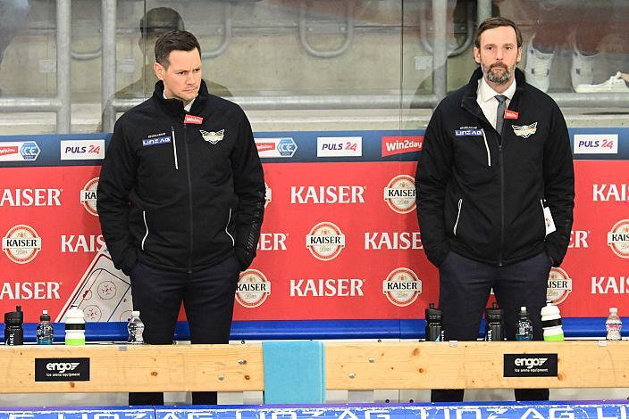 Head Coach Philipp Lukas (Steinbach Black Wings Linz), Assistant Coach und Tormann Trainer Jürgen Penker (Steinbach Black Wings Linz)  Steinbach Black Wings Linz vs HCB Suedtirol Alperia, Linz AG Eisarena 