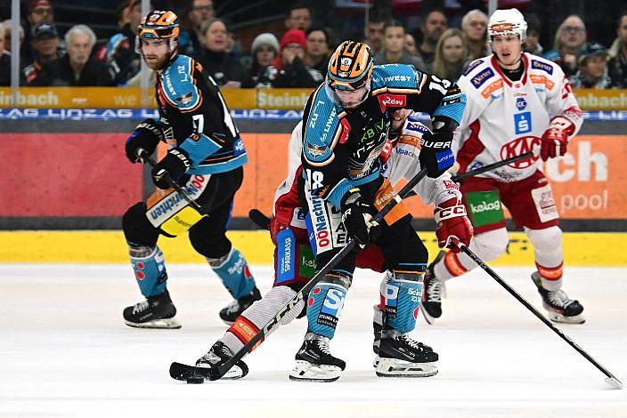 Logan Roe (Steinbach Black Wings Linz), Ken Ograjensek (Steinbach Black Wings Linz)  Semifinale 6, Win2Day ICE Hockey League, 2. Semifinale, Steinbach Black Wings Linz vs EC KAC,  Linz AG Eisarena 