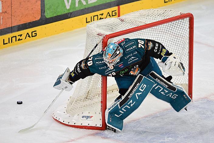 Tormann Dylan Wells (Steinbach Black Wings Linz) 9. Runde ICE, Steinbach Black Wings Linz vs HC Falkensteiner Pustertal, Linz AG Eisarena 
