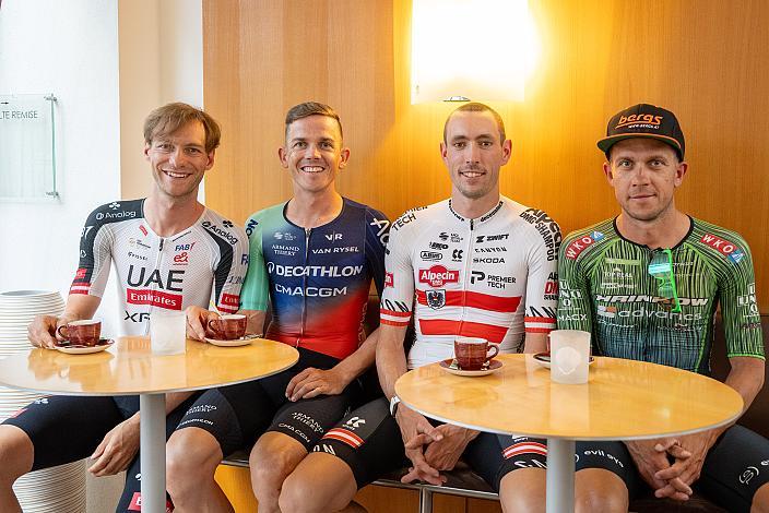 v.l. Felix Grossschartner (AUT, UAE Team Emirates - XRG), Gregor Mühlberger (AUT, Decathlon CMA CGM Team), Michael Gogl (AUT, Alpecin - Premier Tech), Riccardo Zoidl (AUT, Hrinkow Advarics) U23, Road Cycling League Austria, Kriterium Wels