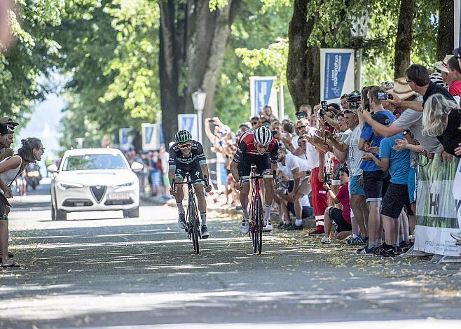 Michael Gogl (AUT, Trek - Segafredo) und Gregor MÃ¼hlberger (AUT, Bora - Hansgrohe) sprinten um Platz 2,  Herren Elite Rad Strassen Staatsmeisterschaft, Mondsee