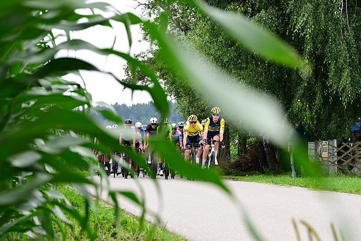 Im Gelben Trikot des Gesamtführenden Oscar Amey (GBR, Willebrord Wil Vooruit), 50. OÖ Junioren Rundfahrt, 3. Etappe Bad Wimsbach Strass im Attergau