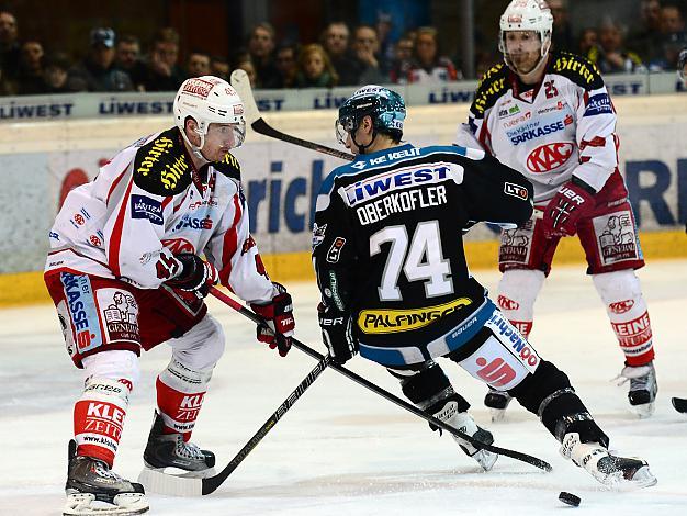 Daniel Oberkofler (Liwest Black Wings Linz) und David Schuller (EC KAC), EHC Liwest Black Wings Linz vs EC KAC, Play-Offs, Semifinale