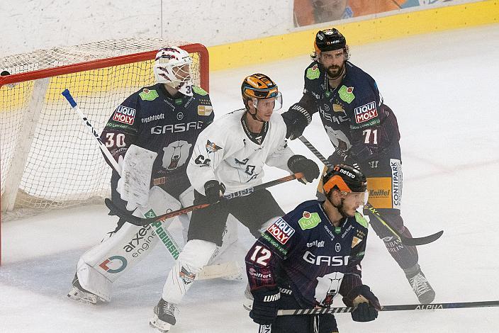 Tormann Juho Markkanen (Eisbären Berlin), Stefan Gaffal (Steinbach Black Wings Linz), Julian Melchiori (Eisbären Berlin), Eric Mik (Eisbären Berlin) Steinbach Black Wings Linz vs Eisbären Berlin,  WIn2day ICE Hockey League