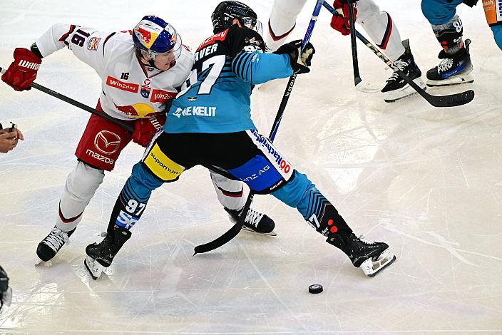 Luka Maver (Steinbach Black Wings Linz), Luca Auer (EC Red Bull Salzburg), 8. Runde ICE, Steinbach Black Wings Linz vs EC Red Bull Salzburg, Linz AG Eisarena 