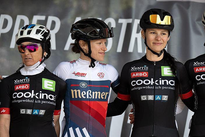 Manuela Hartl (GER, Team Cookina ARBÖ ASKÖ Graz RLM Stmk), Sarah Bärnthaler (AUT, Team Cookina ARBÖ ASKÖ Graz RLM Stmk), Nadine Willinger (AUT, Team Cookina ARBÖ ASKÖ Graz RLM Stmk), Damen Elite, U23, Radliga, 61. Radsaison-Eröffnungsrennen Leonding, Oberösterreich 