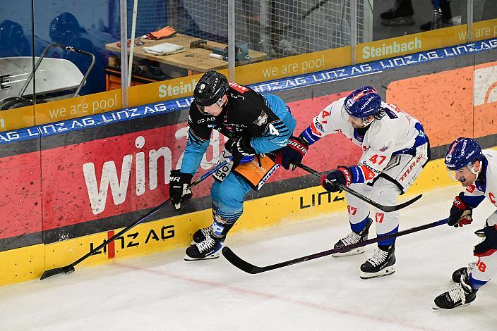 Ryan MacKinnon (Steinbach Black Wings Linz), Marcel Witting (HC Tiwag Innsbruck - Die Haie), 26. Runde ICE, Steinbach Black Wings Linz vs HCInnsbruck, Linz AG Eisarena 