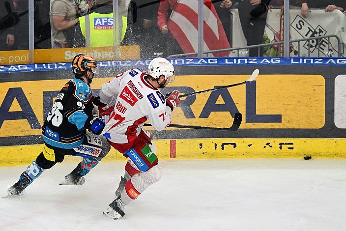 Christoph Tialler (Steinbach Black Wings Linz), Mathias From (EC KAC), Semifinale 6, Win2Day ICE Hockey League, 2. Semifinale, Steinbach Black Wings Linz vs EC KAC,  Linz AG Eisarena 