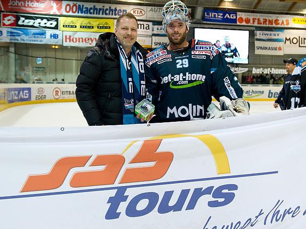 Spieler des Abends, Michael Ouzas, Tormann Linz EHC Liwest Black Wings Linz vs EC Red Bull Salzburg