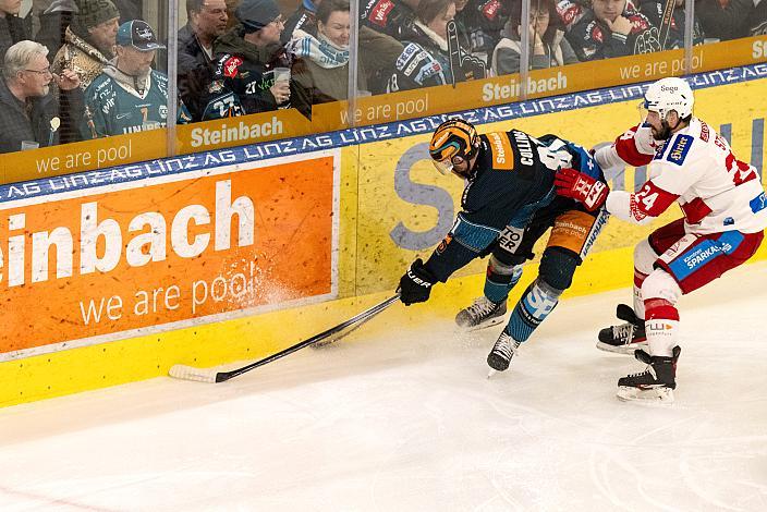 Sean Collins (Steinbach Black Wings Linz), Steven Strong (EC KAC) Steinbach Black Wings Linz vs EC KAC, Linz AG Eisarena 
