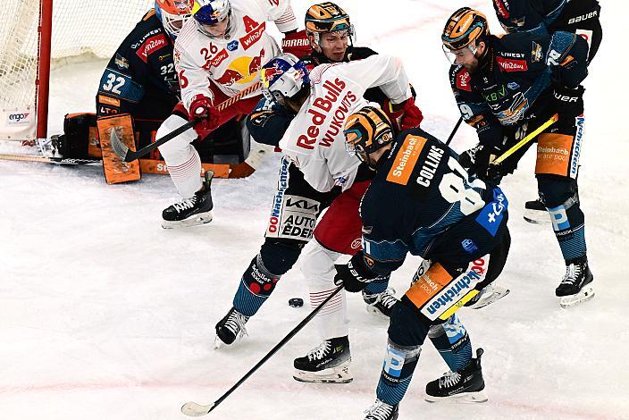 Gerd Kragl (Steinbach Black Wings Linz), Peter Hochkofler (EC Red Bull Salzburg), Ali Wukovits (EC Red Bull Salzburg), Sean Collins (Steinbach Black Wings Linz) Steinbach Black Wings Linz vs EC Red Bull Salzburg, Linz AG Eisarena 