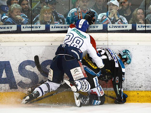 Patrick Spannring, Linz und Alan Letang, Zagreb, EHC Liwest Black Wings Linz vs KHL Medvescak Zagreb