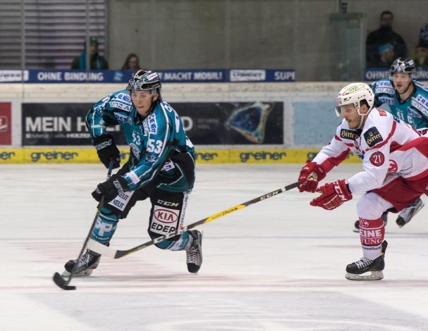 Christian Schwarzbauer (EHC Liwest Black Wings Linz) und Manuel Geier (EC KAC)  EHC Liwest Black Wings Linz vs EC KAC, Pick Round