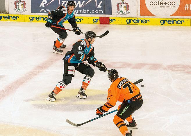 Juha-Pekka Hytönen (Black Wings 1992), Andrew Nielsen (Black Wings 1992), Erik Kirchschläger (Graz 99ers)  Black Wings Linz vs Graz 99ers, Eishockey, Bet at Home ICE Hockey League