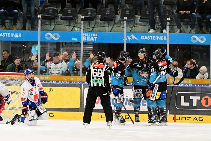 Brian Lebler (Steinbach Black Wings Linz) trifft für Linz in der Overtime 26. Runde ICE, Steinbach Black Wings Linz vs HC Innsbruck, Linz AG Eisarena 