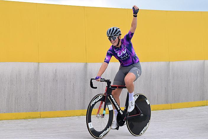 Omnium Meisterin Leila Gschwendtner (AUT, Liv-Alula-Jayco), Hello Yellow Velodrom Linz, Rad Bahnstaatsmeisterschaft 2025