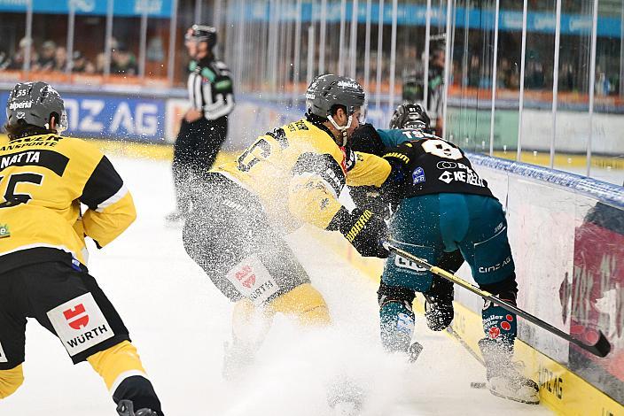 Marlon Tschofen (Steinbach Black Wings Linz), Austin Osmanski (HC Falkensteiner Pustertal), 9. Runde ICE, Steinbach Black Wings Linz vs HC Falkensteiner Pustertal, Linz AG Eisarena 