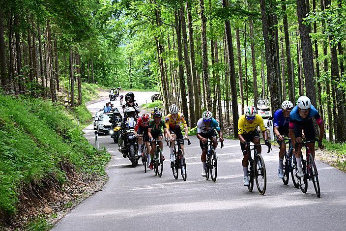 Anstieg zur Höss, Aaron Dockx (BEL, Alpecin-Deceuninck Development Team), Edgar David Cadena (MEX, Petrolike),  Mattia Gaffuri (ITA, Swatt Club), Jannis Peter (GER, Team Vorarlberg), 4. Etappe St.Florian /Asten - Hinterstoder/Höss 15. Int. Raiffeisen OÖ-Radrundfahrt UCI Kat. 2.2