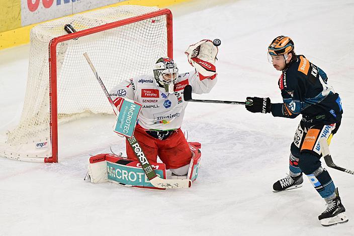 Tormann Niklas Svedberg (HCB Suedtirol Alperia), Graham Knott (Steinbach Black Wings Linz) Steinbach Black Wings Linz vs HCB Südtirol Alperia, ICE Eishockey Liga, Linz AG Eisarena