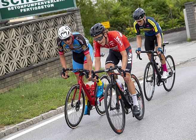 v.l. Moran Vermeulen (AUT, Team Felbermayr Simplon Wels) und Maximilian Kabas (AUT, Team WSA Graz ARBOE),  Stefan Pöll (AUT, Team Niederösterreich) ÖSTM Strasse Mattersburg, Österreichische Staatsmeisterschaft U23, Elite Damen und Herren