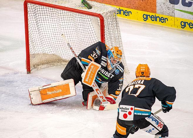 Tormann Luca Gracnar (Steinbach Black Wings 1992) Black Wings Linz vs Hydro Fehervar AV 19,  Eishockey, Bet at Home ICE Hockey League