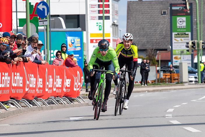 Sieger Rainer Kepplinger (AUT, Hrinkow Advarics), 2. Platz Matthias Reutimann (SUI, Team Vorarlberg) Herren Elite, U23, Radliga, 60. Raika Kirschbluetenrennen, Wels, Oberösterreich