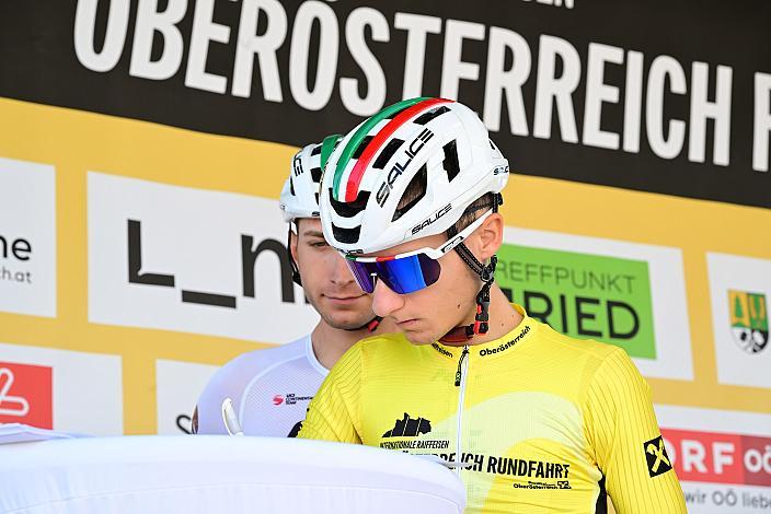 Im gelben Trikot des Gesamtführenden Lorenzo Galimberti (ITA, Petrolike) 2. Etappe Eferding - Ried im Innkreis, 15. Int. Raiffeisen OÖ-Radrundfahrt UCI Kat. 2.2