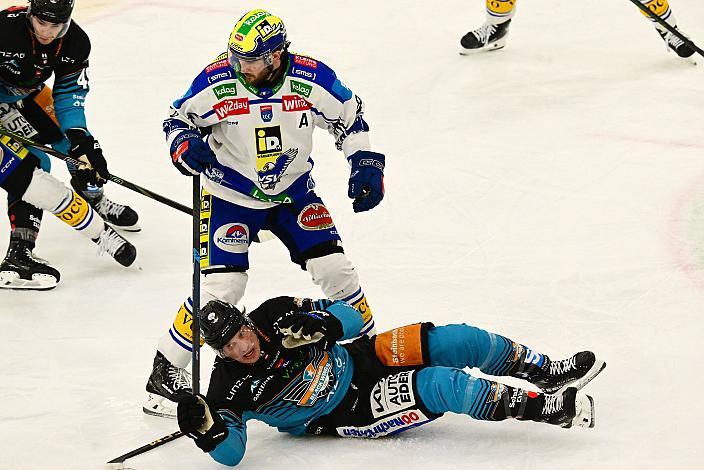 Maximilian Rebernig (EC iDM Wärmepumpen VSV), Brian Lebler (Steinbach Black Wings Linz) Spiel 2 Pre-Playoffs,  ICE, Steinbach Black Wings Linz vs EC iDM Wärmepumpen VSV, Linz AG Eisarena 