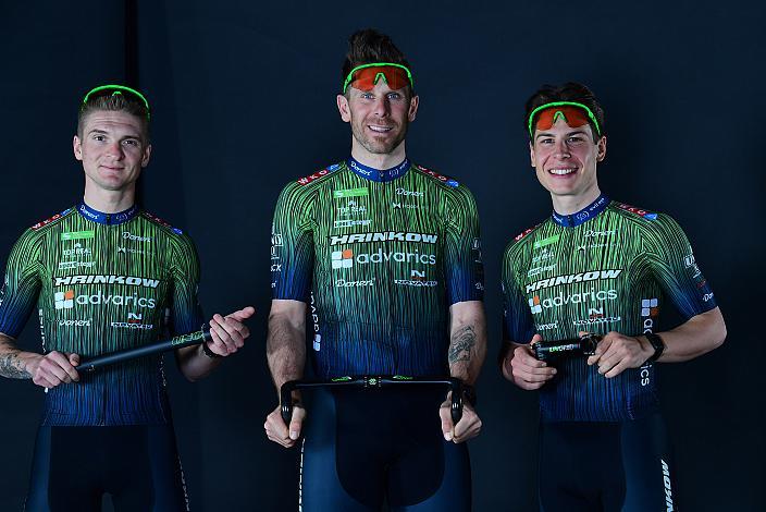 UNO Jaka Primozic (SLO, Hrinkow Advarics), Filippo Fortin (ITA, Hrinkow Advarics), Josef Dirnbauer (AUT, Hrinkow Advarics), Teampräsentation, Steyr, Team Hrinkow Advarics Cycleang, UCI Continental Team,