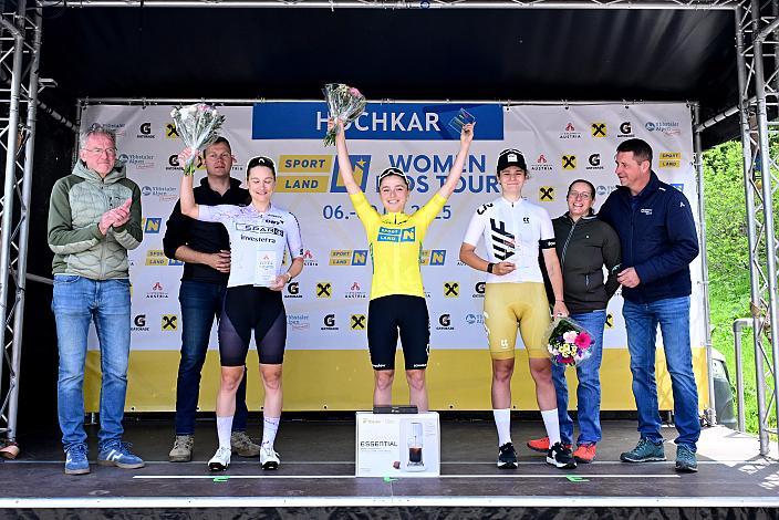 Podest Gesamt 2. Platz Lea Fuchs (SUI, Spar CTO Woman), Siegerin am Hochkar und Gesamt  Malwina Mul (POL, MAT Atom Deweloper Wroclaw), 3. Platz Eliska Kvasnickova (CZE, VIF Cycling Team)  Ybbsitz - Hochkar,,  4. Etappe Sportland NOE WOMEN Tour