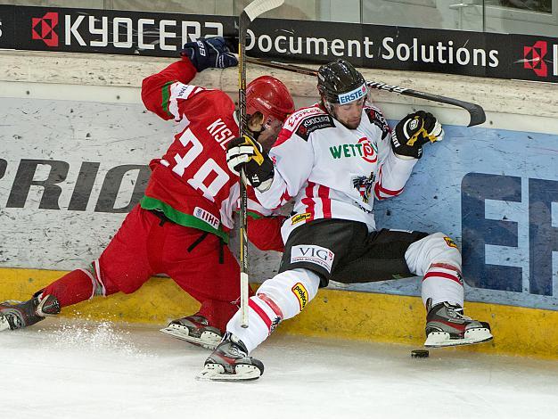 Martin Schumnig, AUT und Artem Kisly, BLR  Oesterreich vs Weissrussland, IIHF Euro Hockey Challenge