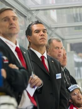Manny Viveiros, AUT, Trainer, Oesterreich vs Weissrussland, IIHF Euro Hockey Challenge